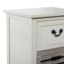 Farmhouse Wooden Side Table White - Olivia & May -Olivia & May GUEST 768efc85 4e1a 4f25 b3e5 b13d646b653c
