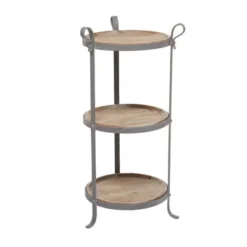 Industrial Metal Round Tiered Table Gray - Olivia & May -Olivia & May GUEST 76e13540 917a 4b53 8824 5458c7e14bd6