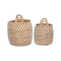 2pk Banana Leaf Storage Baskets Brown/White - Olivia & May -Olivia & May GUEST 78544358 7414 43bf bd39 a749505f5d1f