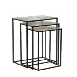 Set Of 3 Glam Aluminum Accent Tables Black/Silver - Olivia & May -Olivia & May GUEST 788cac3f 031f 450e ae6b e4cd514bdfad