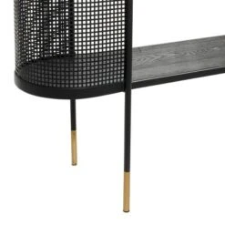 Olivia & May Contemporary Metal Oval Console Table Black: Iron Frame, Fixed Shelf, No Assembly Required -Olivia & May GUEST 7894410e 75f6 4ee0 8459 b7339789e6b3