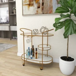 Contemporary Iron Bar Cart Gold - Olivia & May -Olivia & May GUEST 78afb012 bf07 4345 a7e7 ae4a452de714