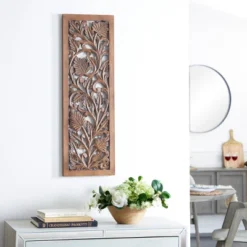 Wood Floral Handmade Intricately Carved Wall Decor - Olivia & May