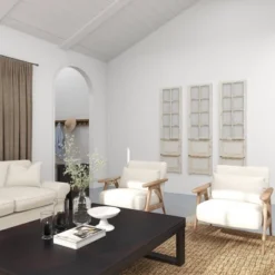 Wood Scroll Door Inspired Panel Wall Decor With Mesh Netting Cream - Olivia & May -Olivia & May GUEST 79383e6f 47ab 463b b107 ac095b9be0ea