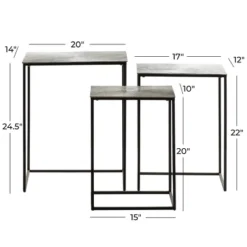 Set Of 3 Glam Aluminum Accent Tables Black/Silver - Olivia & May -Olivia & May GUEST 7971c2e4 86c5 4e23 853b e86fa0063863
