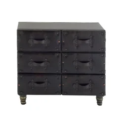Traditional 6 Drawer Faux Leather Chest Black - Olivia & May -Olivia & May GUEST 79b4e73d e659 4307 a87c a0d6b830aeee
