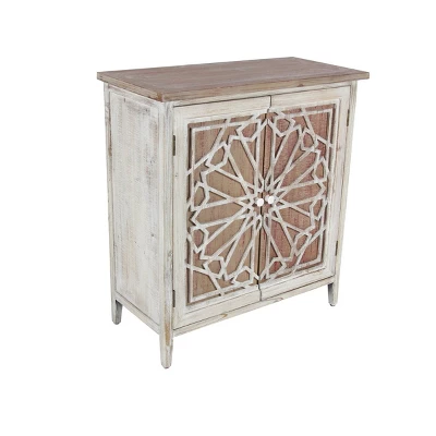 Natural Geometric Patterned Wood Cabinet Brown - Olivia & May 20 Natural Geometric Patterned Wood Cabinet Brown - Olivia & May - Image 18