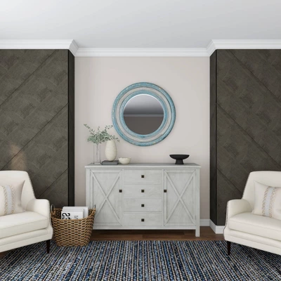 Wood Floral Carved Wall Mirror Beige - Olivia & May 9 Wood Floral Carved Wall Mirror Beige - Olivia & May - Image 7