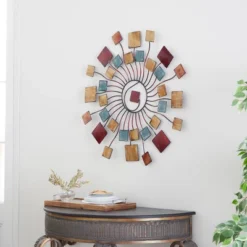 Metal Sunburst Wall Decor With Square Panel Accent Brown - Olivia & May -Olivia & May GUEST 7a324bf1 f3be 42e2 add9 558230e165c3