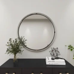 Contemporary Metal Wall Mirror Silver - Olivia & May -Olivia & May GUEST 7aeefbe6 2263 43b3 b815 023bd9d6912a