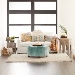 2pk Large Round Leaf Storage Baskets Natural/Beige - Olivia & May -Olivia & May GUEST 7afc690d 1a88 4489 a617 26f7046906ad