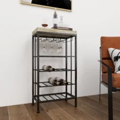 Industrial Metal Rectangle Wine Rack Black - Olivia & May -Olivia & May GUEST 7afd94e3 a50d 47bd 97c8 fdd65d723caa