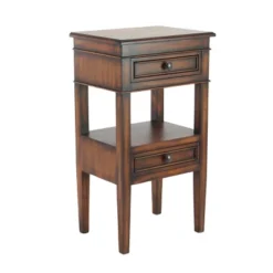 Distressed Wooden Side Table With Drawers - Olivia & May