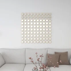 Metal Wall Mirror With Grid Pattern Gold - Olivia & May -Olivia & May GUEST 7b956180 623a 4647 b280 497a9fca27d2