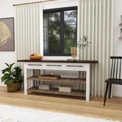 Farmhouse Wood Rectangle Console Table White - Olivia & May -Olivia & May GUEST 7bb14819 a083 49da a994 aa8ed36a1fb2