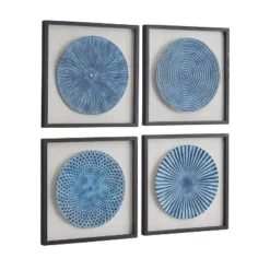Wood Starburst Radial Plates Framed Wall Art With Black Frame Set Of 4 Blue - Olivia & May -Olivia & May GUEST 7beb9924 d613 4651 ada7 754c94ebf641