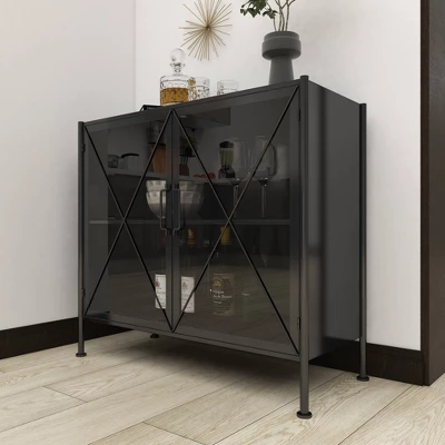 Industrial Metal Cabinet Black - Olivia & May 17 Industrial Metal Cabinet Black - Olivia & May - Image 15