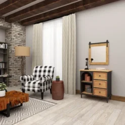 Farmhouse Wood Cabinet Black - Olivia & May -Olivia & May GUEST 7d70304e 36cb 4330 9d15 9e1cb71e03bf