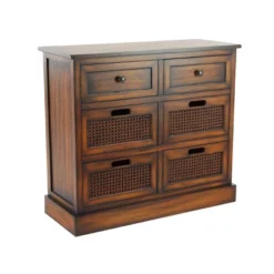 Large Wooden 6 Drawer Side Chest Brown - Olivia & May