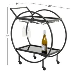 Contemporary Metal Round Bar Cart - Olivia & May 17 Contemporary Metal Round Bar Cart - Olivia & May -Olivia & May GUEST 7d9f0d46 b085 46f8 947d 51de16095659