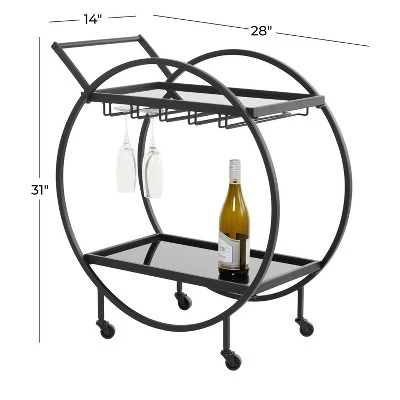 Contemporary Metal Round Bar Cart - Olivia & May 8 Contemporary Metal Round Bar Cart - Olivia & May - Image 6