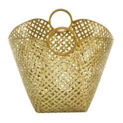 16.75"x11.5" Large Gold Metal Basket - Olivia & May -Olivia & May GUEST 7db65472 6eb4 4e56 85a0 f5a17d954be1