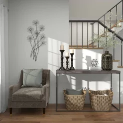 Metal Floral 3D Wire Wall Decor With Crystal Embellishments Black - Olivia & May -Olivia & May GUEST 7dbdbb8d b78f 4be2 997c 98b4e176b21e