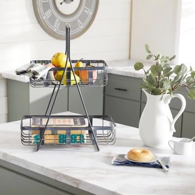 Farmhouse Iron Storage Basket Gray - Olivia & May 3 Farmhouse Iron Storage Basket Gray - Olivia & May