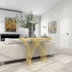 Metal And Mirror Art Deco Console Table Gold - Olivia & May -Olivia & May GUEST 7e2eddf8 9ebc 460c a40c 68558ac285f9