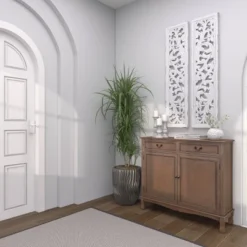 Set Of 2 Wood Floral Intricately Carved Scroll Wall Decors White - Olivia & May -Olivia & May GUEST 7e3f1766 759b 40b2 8290 86c9626d461e