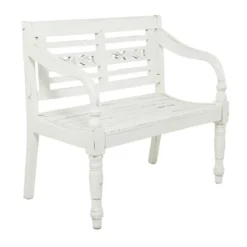 Farmhouse Mahogany Bench White - Olivia & May -Olivia & May GUEST 7e6c4eaf 3314 42c2 a4b4 5d3addf271c3