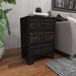 Traditional Wood And Faux Leather Cabinet Dark Brown - Olivia & May -Olivia & May GUEST 7e9d36d7 8332 421d ad06 3df0fb746ba1
