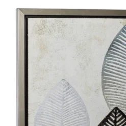 Leaf Framed Wall Art Canvas White/Silver - Olivia & May: Symmetric Venation Patterns, Modern Decor -Olivia & May GUEST 7eac2c28 6aeb 49e1 bfd1 c5f4be85036a