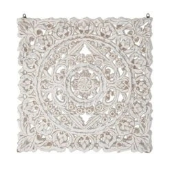 Wood Floral Handmade Intricately Carved Wall Decor With Mandala Design Gray - Olivia & May -Olivia & May GUEST 7ec24dae 887c 446a b299 403e88a071e7