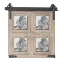 Wood 4 Slot Wall Photo Frame With Metal Accent Brown - Olivia & May -Olivia & May GUEST 7fe5a47a 7e63 41bb be18 45b52f2a0adb