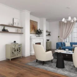 Glam Mirrored And Patterned Wood Cabinet Beige - Olivia & May -Olivia & May GUEST 800f9ad8 c71d 4e3a ab80 6c51d37bf46a