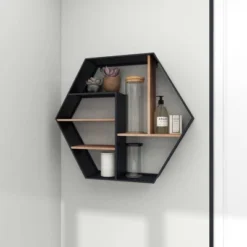 Industrial Wood Wall Shelf Black - Olivia & May -Olivia & May GUEST 8053c3ca 0cd9 43ca 91f4 9f4669d1a6ec