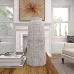 17" X 7.5" Terracotta Vase White - Olivia & May -Olivia & May GUEST 806ae1a4 6b48 4c22 bbd0 08a3597bd6b6