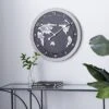 Metal World Map Wall Clock Black - Olivia & May -Olivia & May GUEST 80c4313d 2ed1 4ab8 8c63 8698a0ea19b7