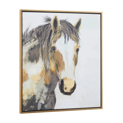 Modern Farmhouse Canvas Horse Framed Wall Art With Gold Frame Brown - Olivia & May 7 Modern Farmhouse Canvas Horse Framed Wall Art With Gold Frame Brown - Olivia & May - Image 5