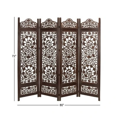 Traditional Wood Irregular Room Divider Screen Brown - Olivia & May 10 Traditional Wood Irregular Room Divider Screen Brown - Olivia & May - Image 8