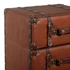 Traditional Faux Leather 6 Drawer Chest Camel Brown - Olivia & May -Olivia & May GUEST 81d8d847 b7b9 4c78 bdca 1b8c8f1ebee0