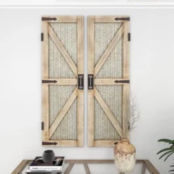 Metal Barn Door Wall Decor Set Of 2 Silver - Olivia & May 24 Metal Barn Door Wall Decor Set Of 2 Silver - Olivia & May -Olivia & May GUEST 82177b39 8b06 4f74 b9f6 7a6722572c5a