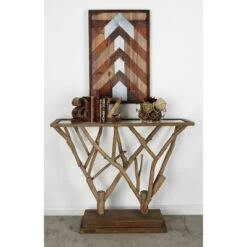 Contemporary Wood Console Table Brown - Olivia & May