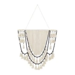 Cotton Macrame Weaved Intricately Wall Decor With Beaded Fringe Tassels - Olivia & May -Olivia & May GUEST 826402cc 6528 4a3c 84ea 2814ae434301