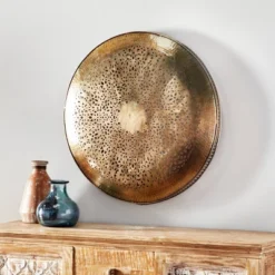 Metal Plate Wall Decor With Moroccan Pattern Gold - Olivia & May -Olivia & May GUEST 826be731 3409 4c53 916a 44854c10c097