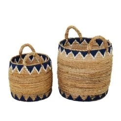 Set Of 2 Banana Leaf Storage Baskets Brown - Olivia & May -Olivia & May GUEST 8281c358 53b1 43b3 ae73 b027aa901a98