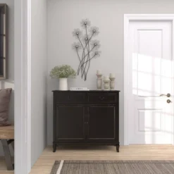 Metal Floral 3D Wire Wall Decor With Crystal Embellishments Black - Olivia & May -Olivia & May GUEST 828eeb49 e289 498d a58a 09540da281ea