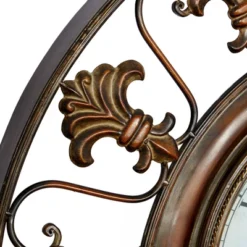 Metal Fleur De Lis Wall Clock Brown - Olivia & May -Olivia & May GUEST 82a70824 28c0 4971 b936 4a6c528dbdd7