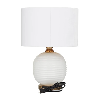 19" X 13" Modern Glass Table Lamp White - Olivia & May 4 19" X 13" Modern Glass Table Lamp White - Olivia & May - Image 2